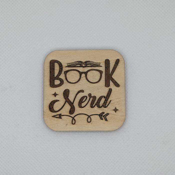 Book Nerd Wooden Magnet