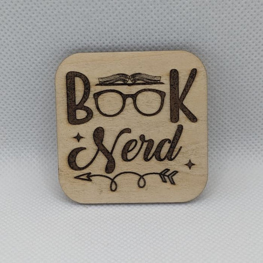 Book Nerd Wooden Magnet