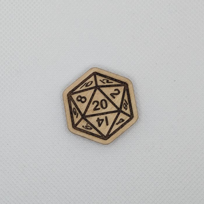 D20 Wooden Magnet