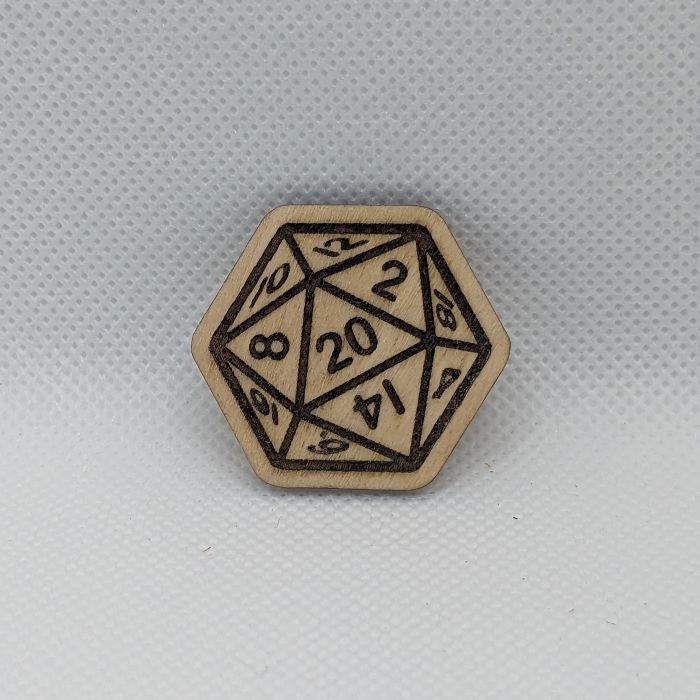 D20 Wooden Magnet