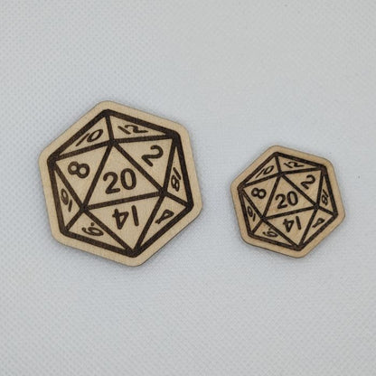 D20 Wooden Magnet