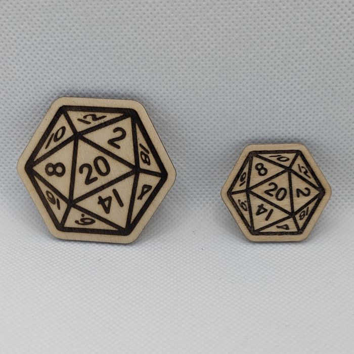 D20 Wooden Magnet