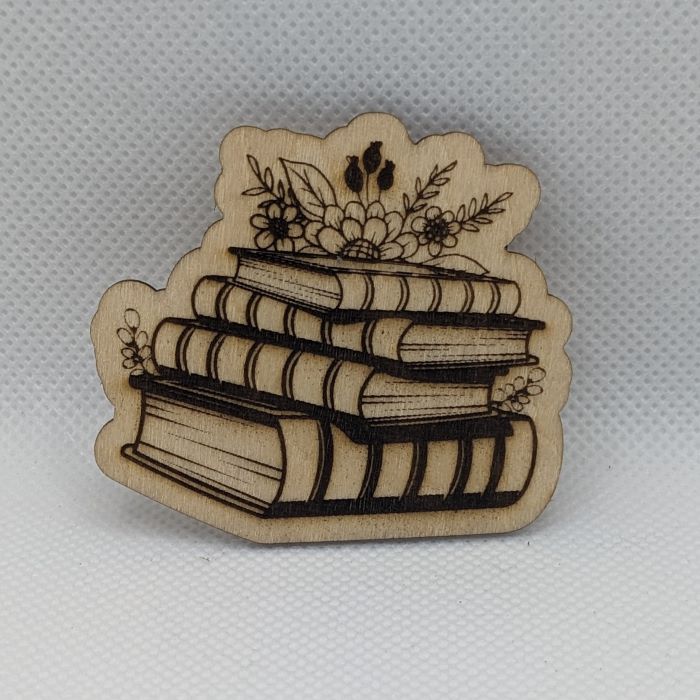 Stacked Books Wooden Magnet