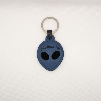 Pine Bush Alien Head Leather Keychain