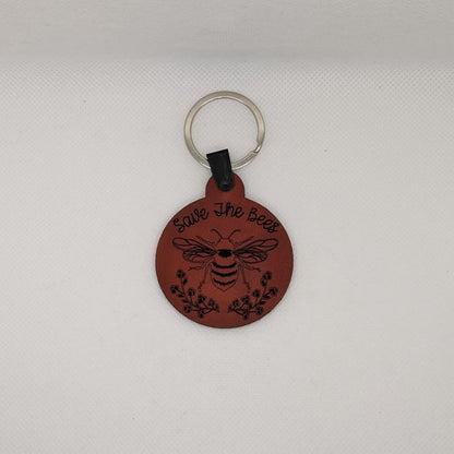 Save The Bees Leather Keychain