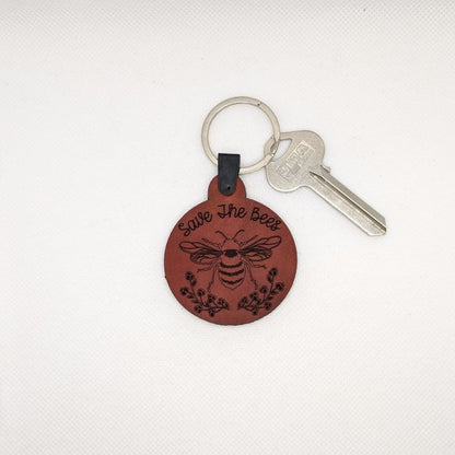 Save The Bees Leather Keychain