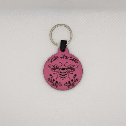 Save The Bees Leather Keychain