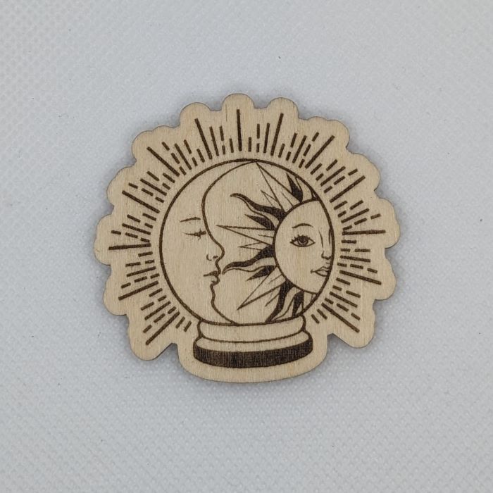 Sun & Moon Crystal Ball Wooden Magnet