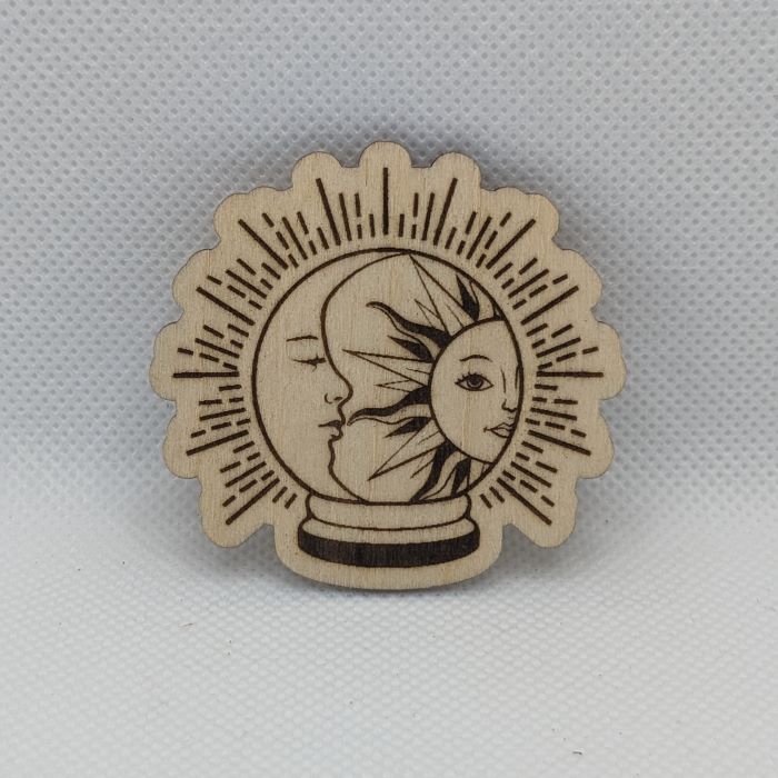 Sun & Moon Crystal Ball Wooden Magnet