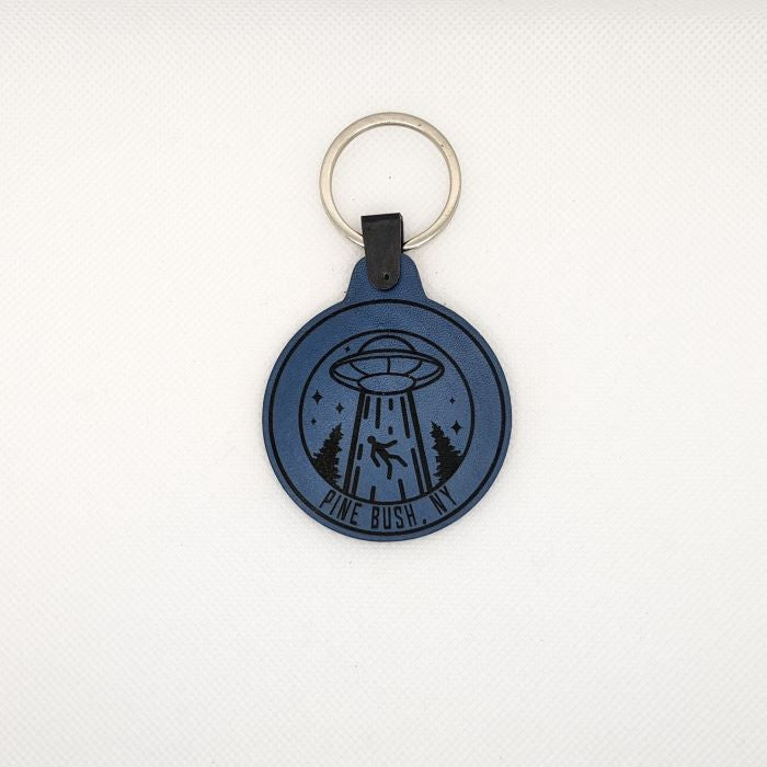 Pine Bush Alien Abduction Leather Keychain