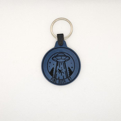 Pine Bush Alien Abduction Leather Keychain