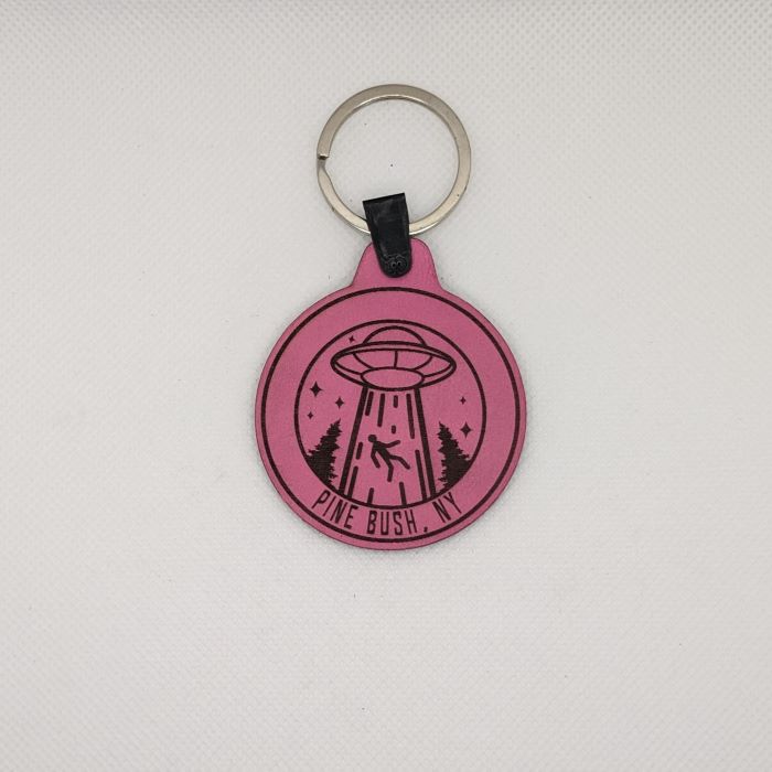 Pine Bush Alien Abduction Leather Keychain